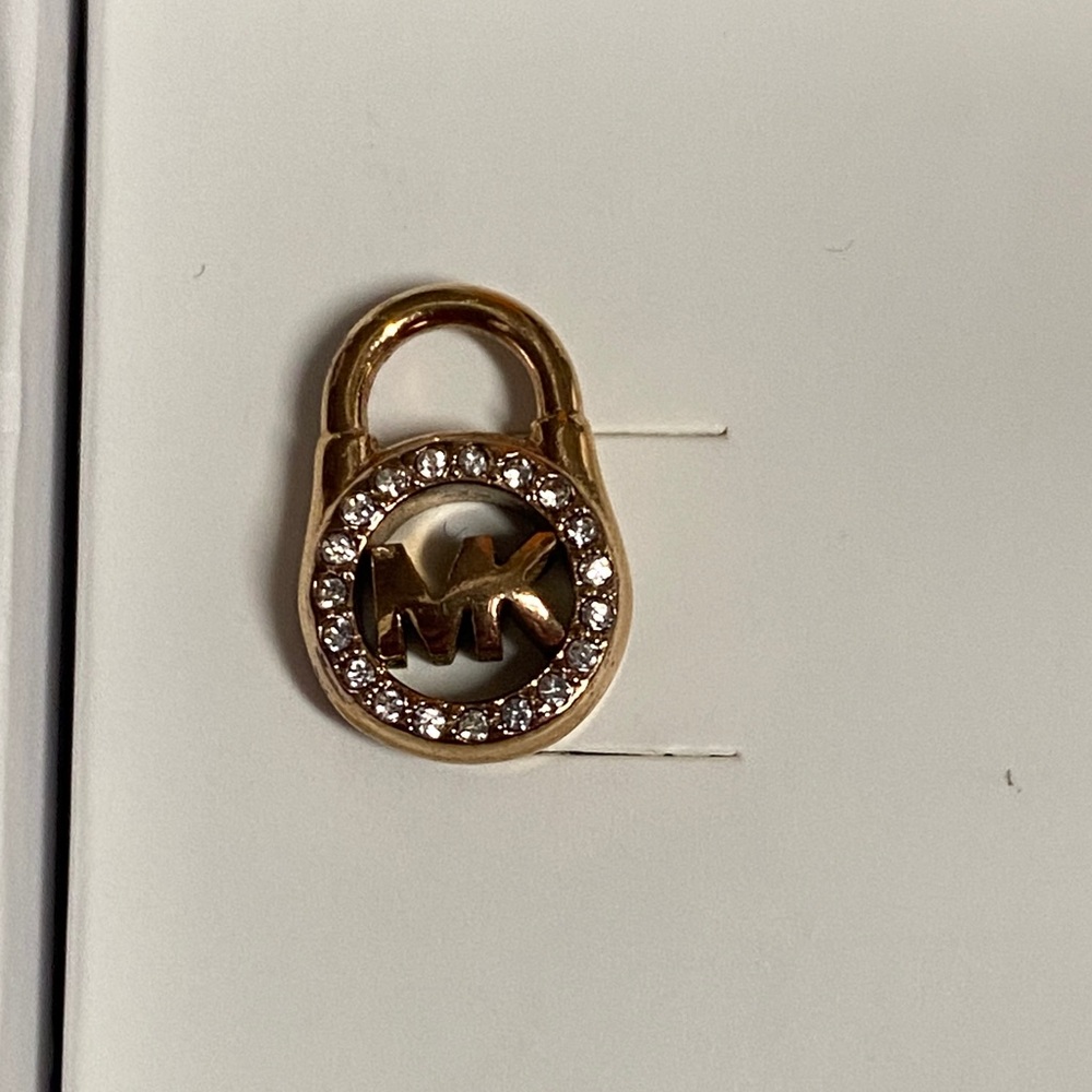Michael Kors Rose Gold Padlock Logo Crystal Stud Earrings - Picture 4 of 12